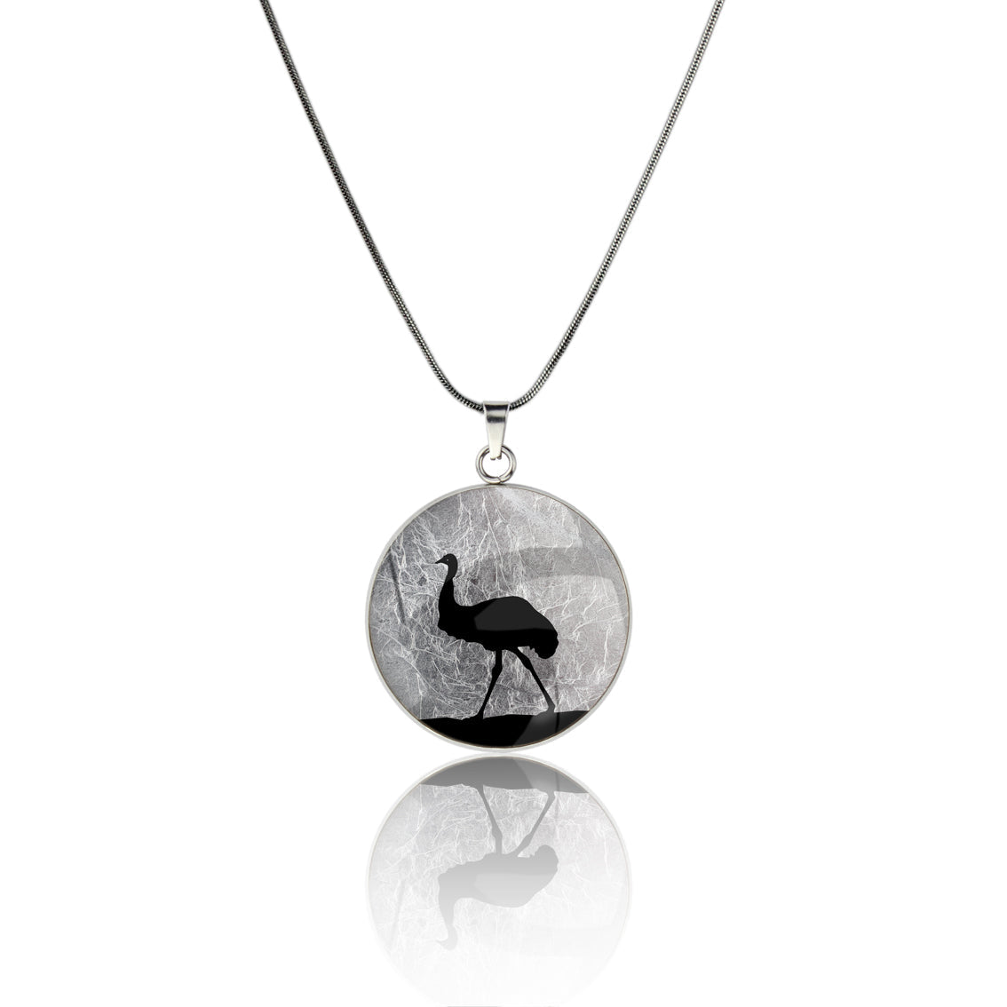 EMU CIRCLE PENDANT ON A CHAIN NECKLACE - MFY220 - in Circle Box