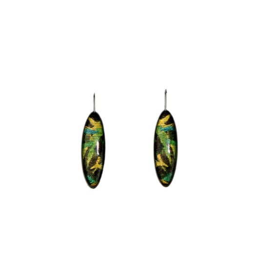 EUCALYPTUS IN SPRING GREEN DANGLE DROP LONG EARRINGS - D312