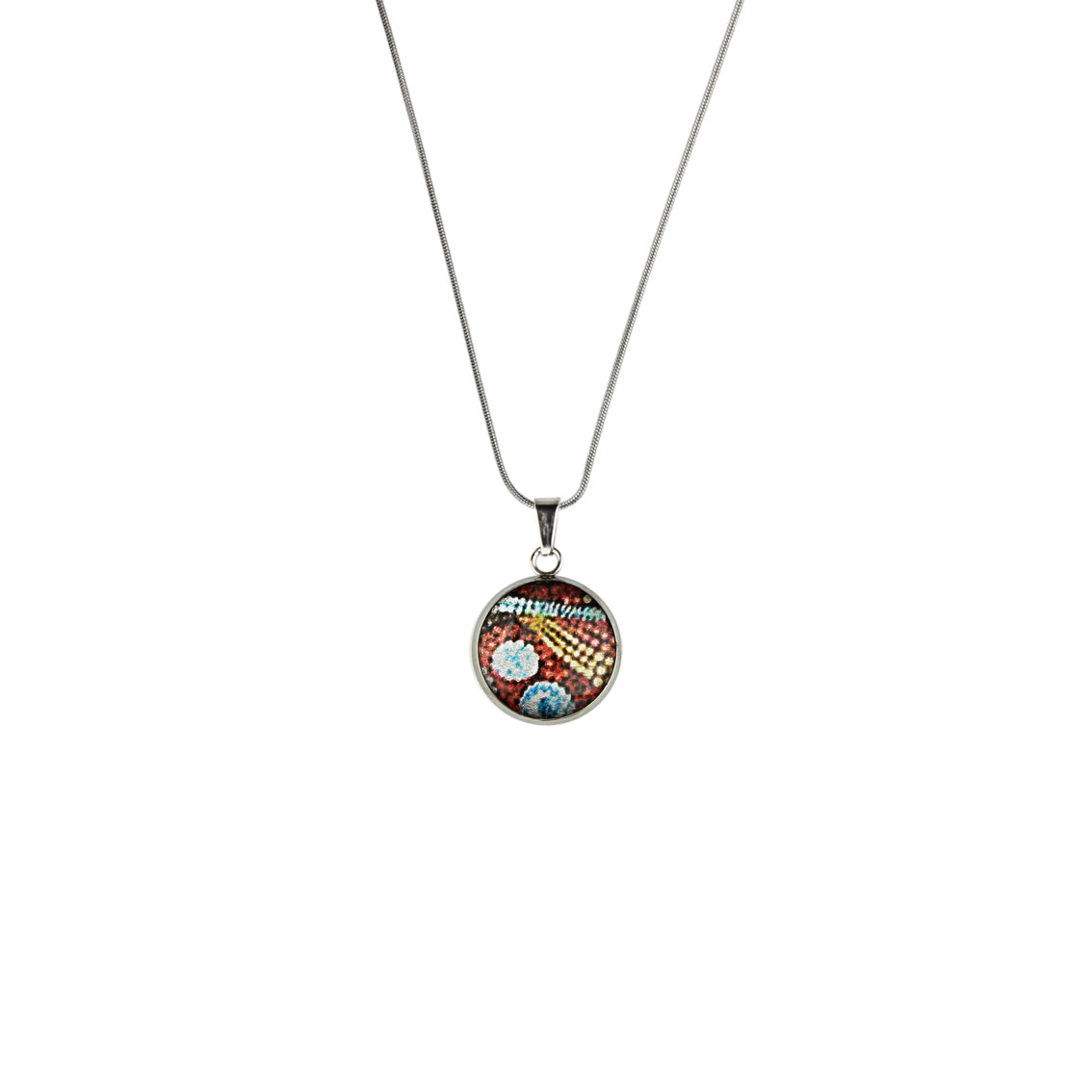 FABRIANNE MULTICOLOR XS CIRCLE PENDANT ON A CHAIN NECKLACE - SD366S - on Satchel