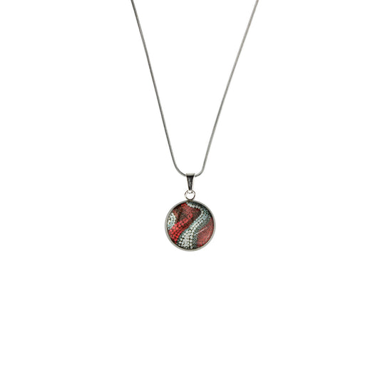 FABRIANNE RED AND SILVER XS CIRCLE PENDANT ON A CHAIN NECKLACE - SD334S - on Satchel
