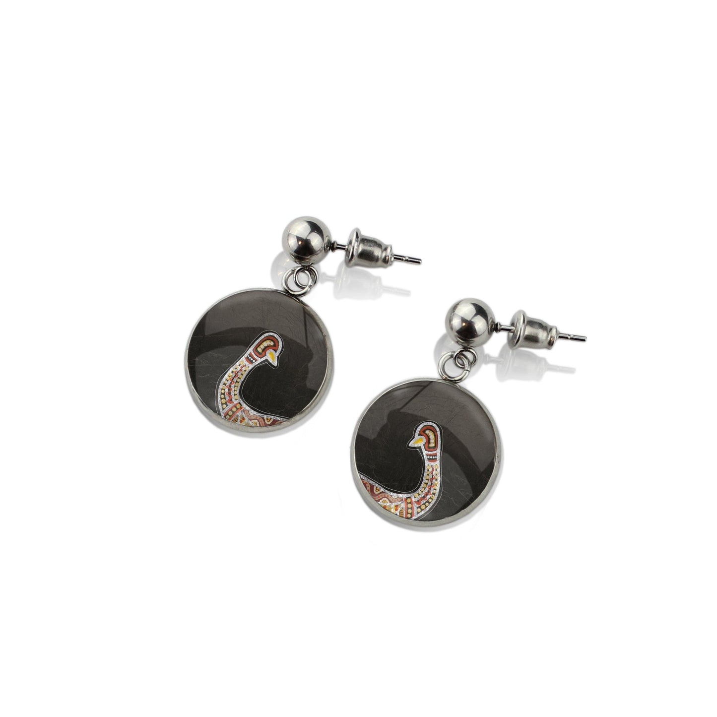 GAVIN EMU DANGLE DROP CIRCLE EARRINGS - M135S - on Satchel