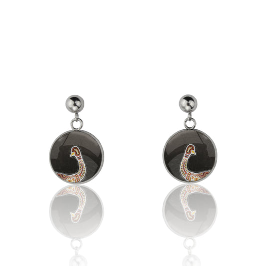 GAVIN EMU DANGLE DROP CIRCLE EARRINGS - M135S - on Satchel