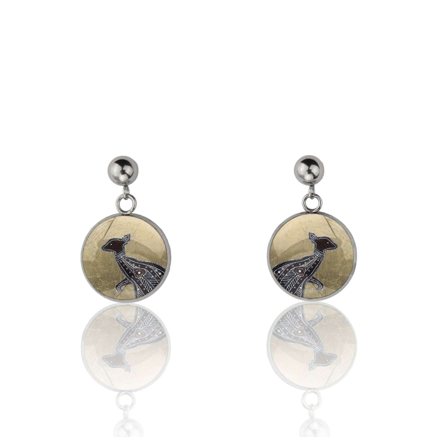 GAVIN KANGAROO DANGLE DROP CIRCLE EARRINGS - M132S - on Satchel
