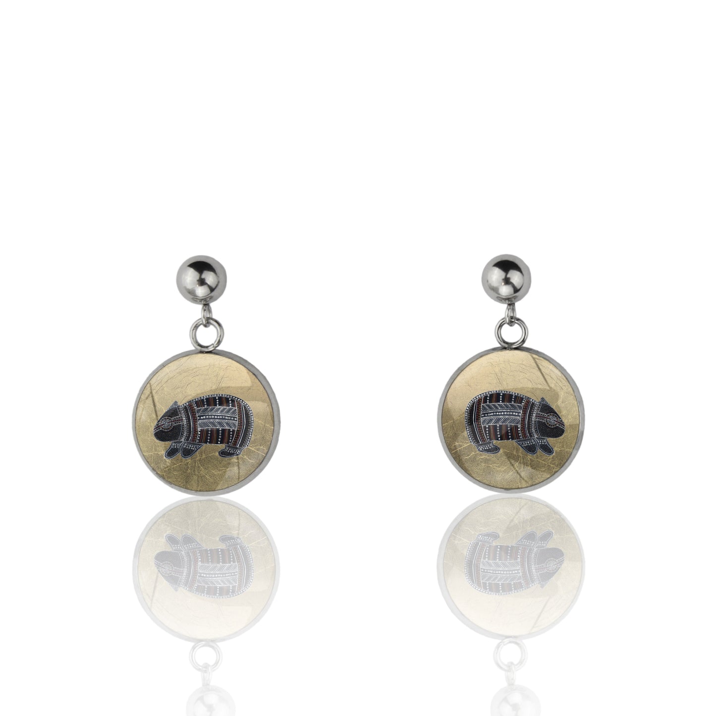 GAVIN WOMBAT DANGLE DROP CIRCLE EARRINGS - M147S - on Satchel