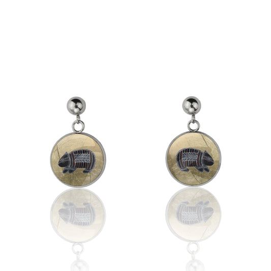 GAVIN WOMBAT DANGLE DROP CIRCLE EARRINGS - M147S - on Satchel
