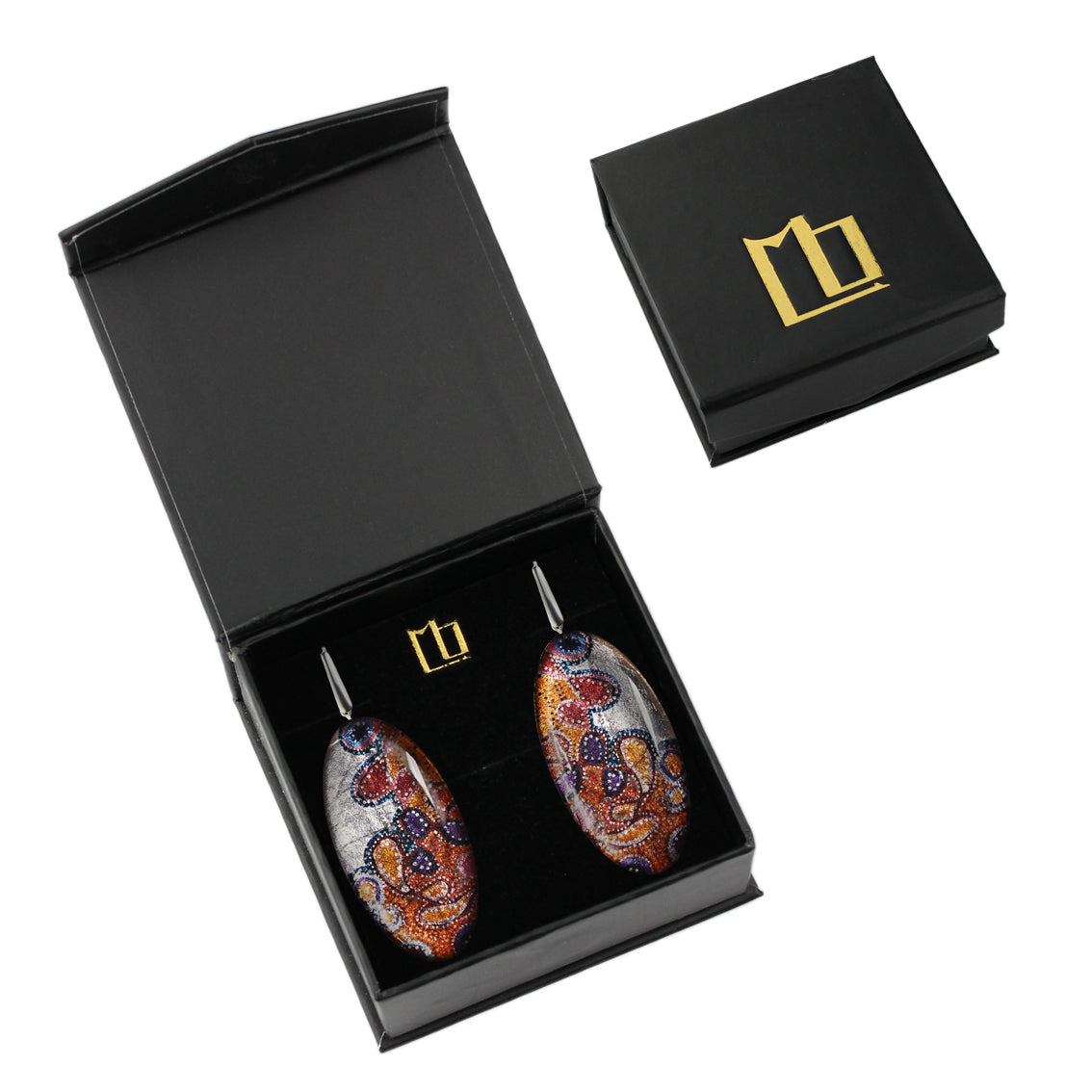 DANDLE DROP GAYLE STATEMENT XXL ORANGE OVAL EARRINGS - SD005