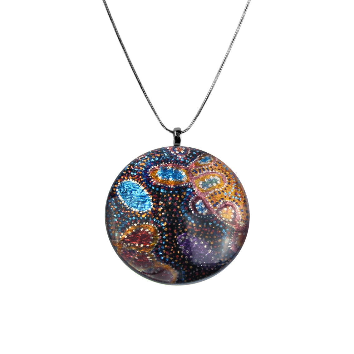 GAYLE ORANGE LARGE CIRCLE PENDANT ON A CHAIN NECKLACE - SD009