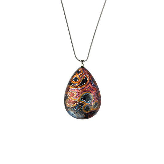 GAYLE ORANGE LARGE DROP PENDANT ON A CHAIN NECKLACE - SD008