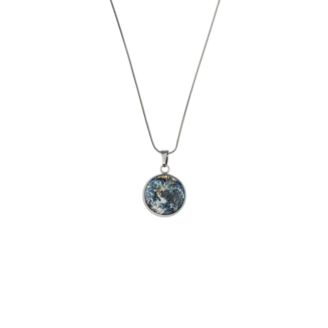 I LOVE MY WORLD PLANET EARTH XS CIRCLE PENDANT ON A CHAIN NECKLACE - M028S - on Satchel