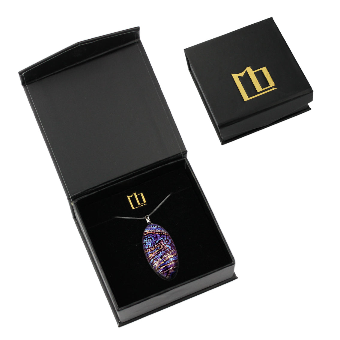 JOY PURPLE NARROW OVAL PENDANT ON A CHAIN NECKLACE - SD091