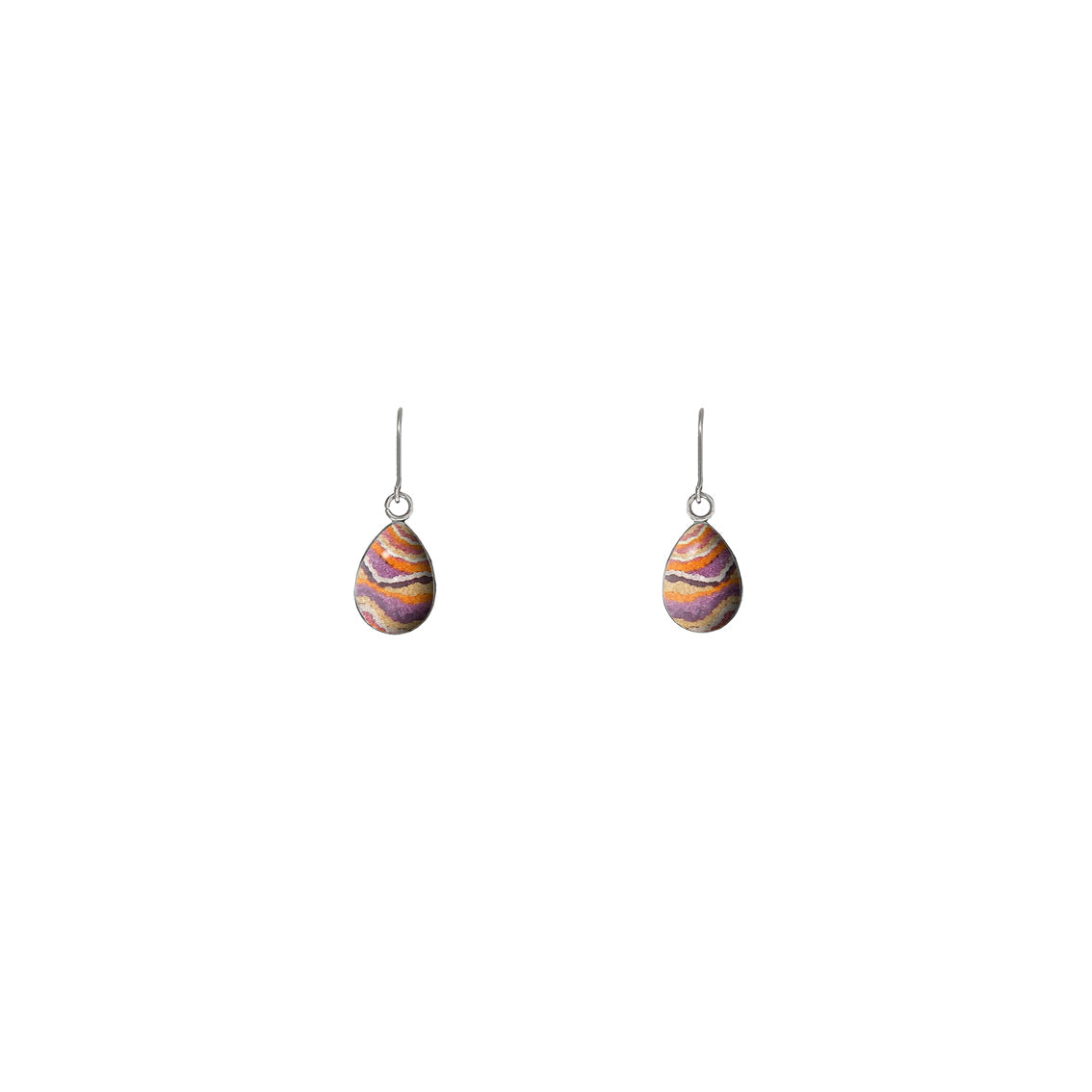 JUDITH ORANGE AND PURPLE DANGLE XS DROP EARRINGS - M052S - on Satchel