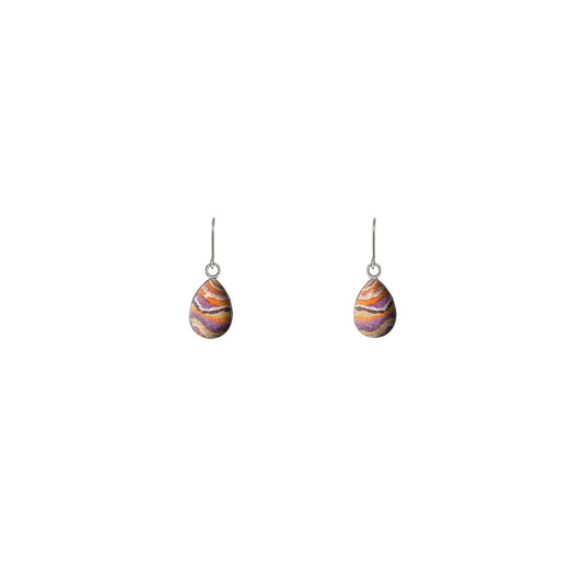JUDITH ORANGE AND PURPLE DANGLE XS DROP EARRINGS - M052S - on Satchel