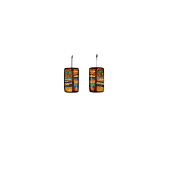 JUDY BRIGHT COLORS DANGLE DROP SMALL RECTANGLE EARRINGS - D340