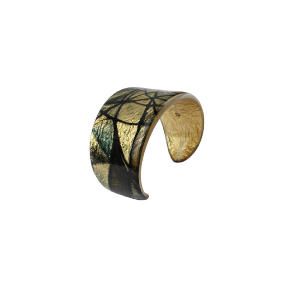 KALEIDOSCOPE GOLD AND BLACK ADJUSTABLE WIDE BRACELET - D761