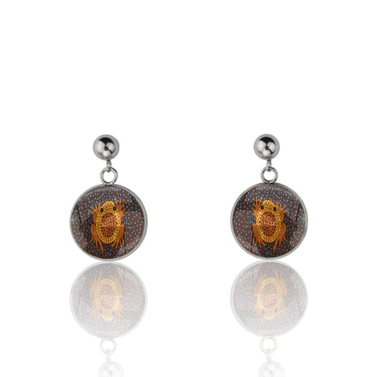 KATHLEEN DESERT FROG DANGLE DROP CIRCLE EARRINGS - M159 - in Circle Box