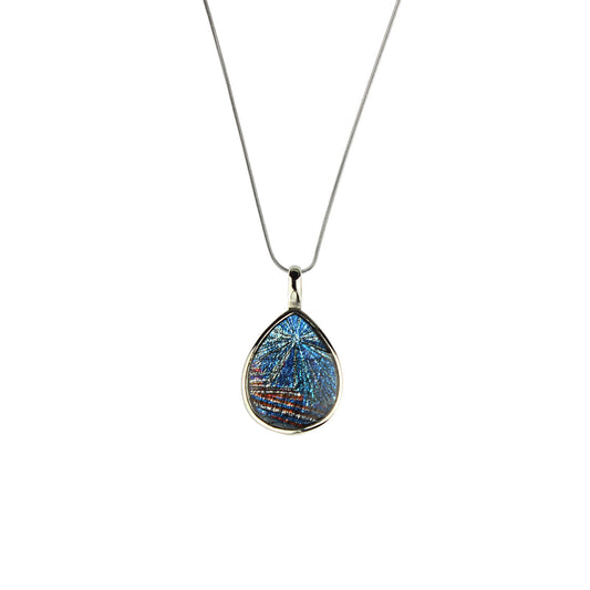WOMAN SEA STORY BLUE DROP PENDANT ON A CHAIN NECKLACE - SD315S - on Satchel