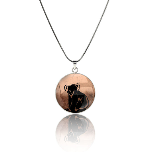 KOALA CIRCLE PENDANT ON A CHAIN NECKLACE - MFY240S - on Satchel