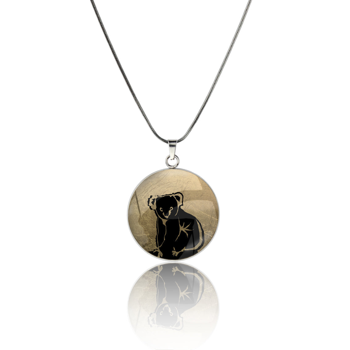 KOALA CIRCLE PENDANT ON A CHAIN NECKLACE - MFY240S - on Satchel