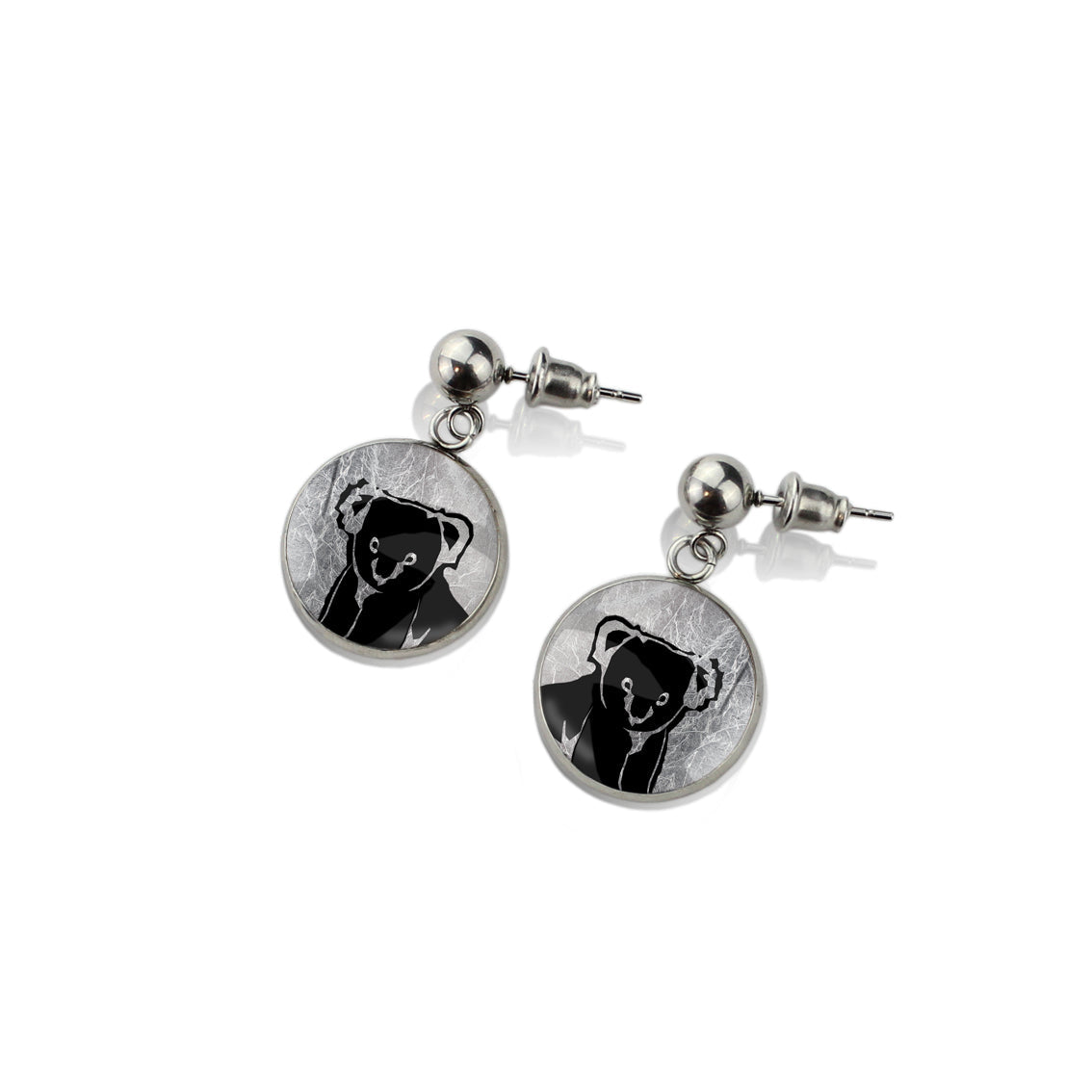 KOALA CLOSE-UP DANGLE DROP CIRCLE EARRINGS - MFY237S - on Satchel