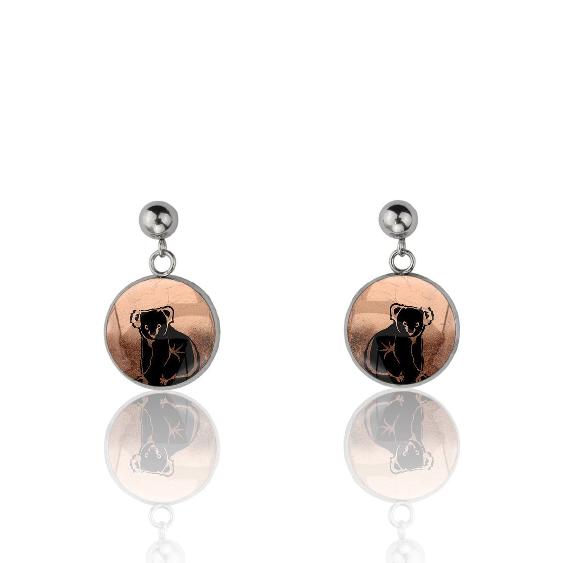 KOALA DANGLE DROP CIRCLE EARRINGS - MFY238S - on Satchel