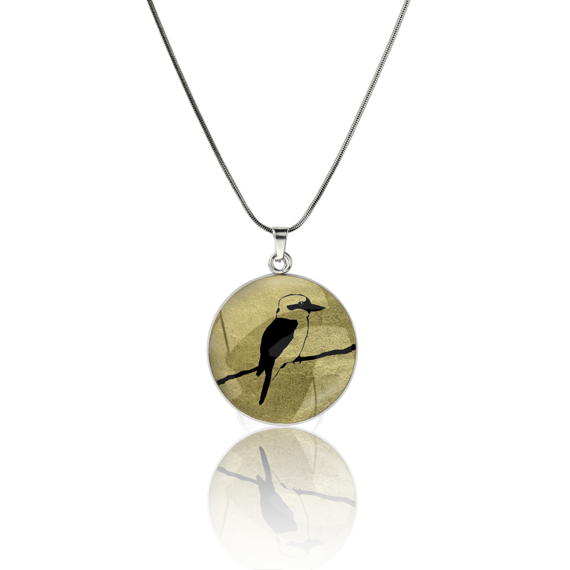 KOOKABURRA CIRCLE PENDANT ON A CHAIN NECKLACE - MFY150S - on Satchel