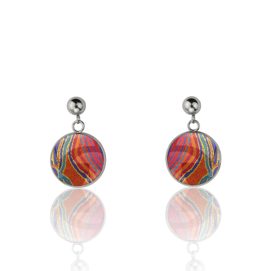 LIDDY DOGWOOD TREE ORANGE DANGLE DROP CIRCLE EARRINGS - M050S - on Satchel