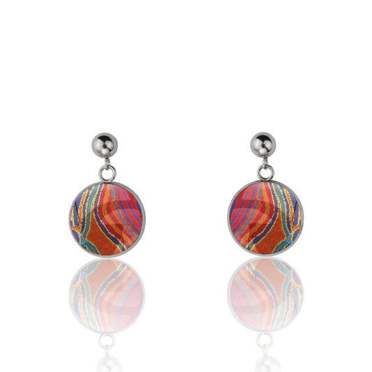 LIDDY DOGWOOD TREE ORANGE DANGLE DROP CIRCLE EARRINGS - M050S - on Satchel