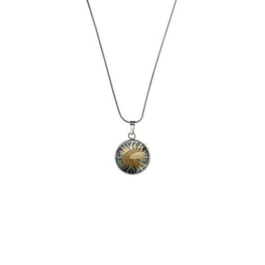 GREEN SUN XS CIRCLE PENDANT ON A CHAIN NECKLACE - M209 - in Circle Box