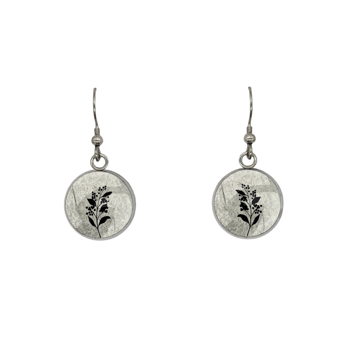 AUSTRALIAN NATIVE FLORA - ACACIA WATTLE CIRCLE EARRINGS - D941S - on Satchel