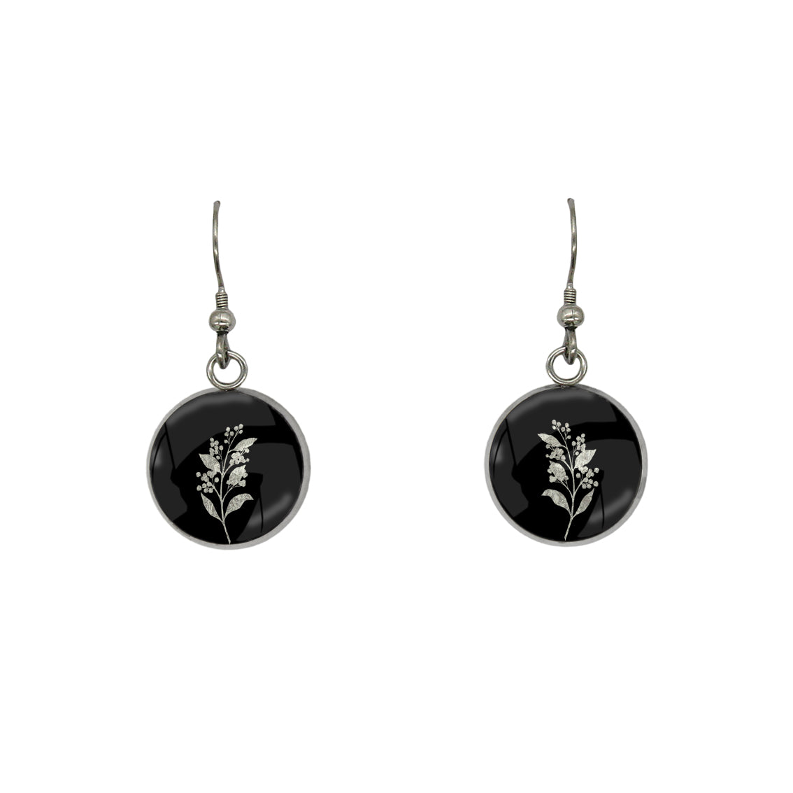 AUSTRALIAN NATIVE FLORA - ACACIA WATTLE CIRCLE EARRINGS - D941S - on Satchel