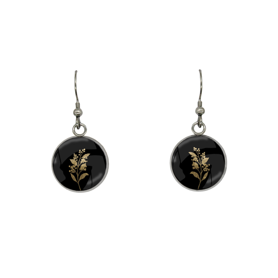 AUSTRALIAN NATIVE FLORA - ACACIA WATTLE CIRCLE EARRINGS - D941S - on Satchel