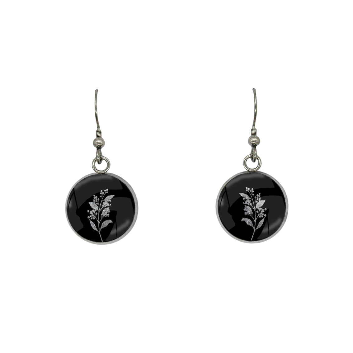 AUSTRALIAN NATIVE FLORA - ACACIA WATTLE CIRCLE EARRINGS - D941S - on Satchel