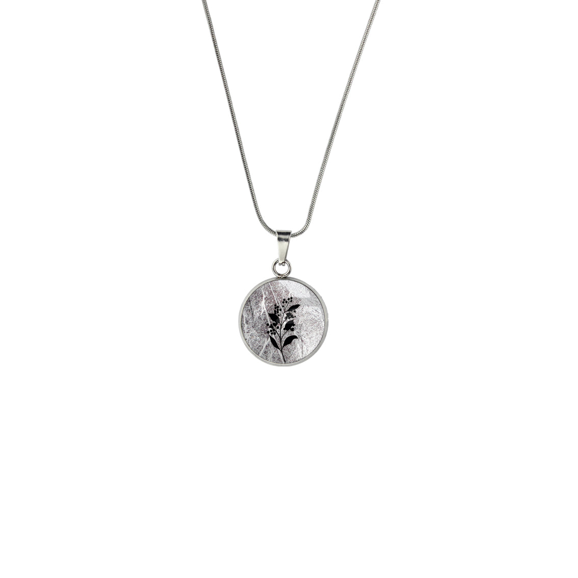 AUSTRALIAN NATIVE FLORA - ACACIA WATTLE XS CIRCLE PENDANT ON A CHAIN NECKLACE - D825 - in Circle Box