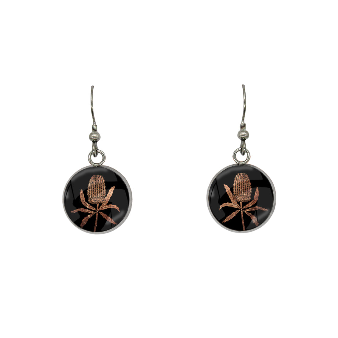 AUSTRALIAN NATIVE FLORA - BANKSIA CIRCLE EARRINGS - D836S - on Satchel