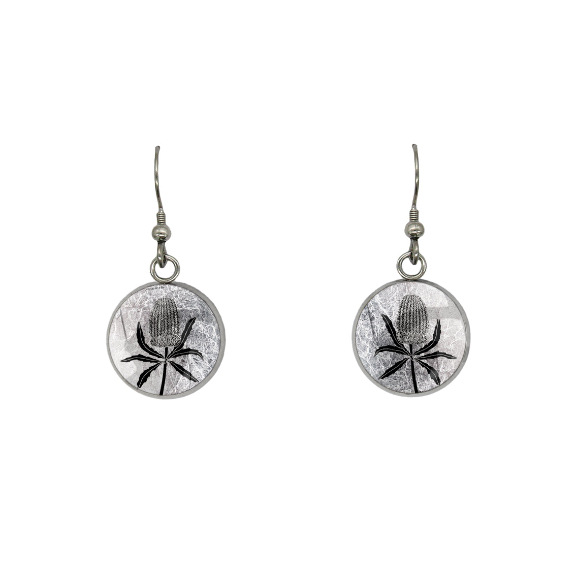 AUSTRALIAN NATIVE FLORA - BANKSIA CIRCLE EARRINGS - D836S - on Satchel