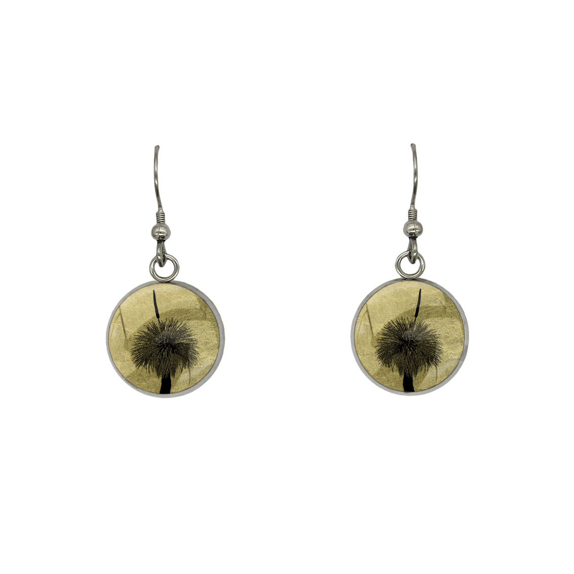 AUSTRALIAN NATIVE FLORA - GRASS TREE CIRCLE EARRINGS - D852S - on Satchel