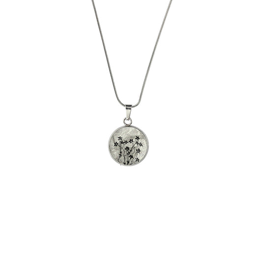 AUSTRALIAN NATIVE FLORA - NATIVE BLUEBELL XS CIRCLE PENDANT ON A CHAIN NECKLACE - D893 - in Circle Box
