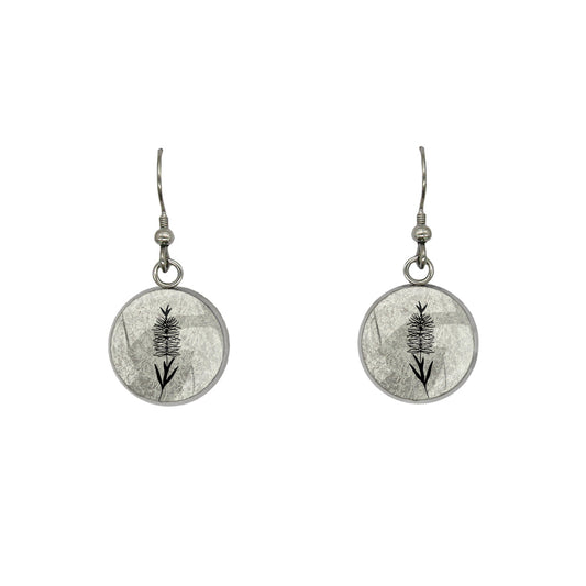 AUSTRALIAN NATIVE FLORA - BOTTLEBRUSH CIRCLE EARRINGS - D856S - on Satchel