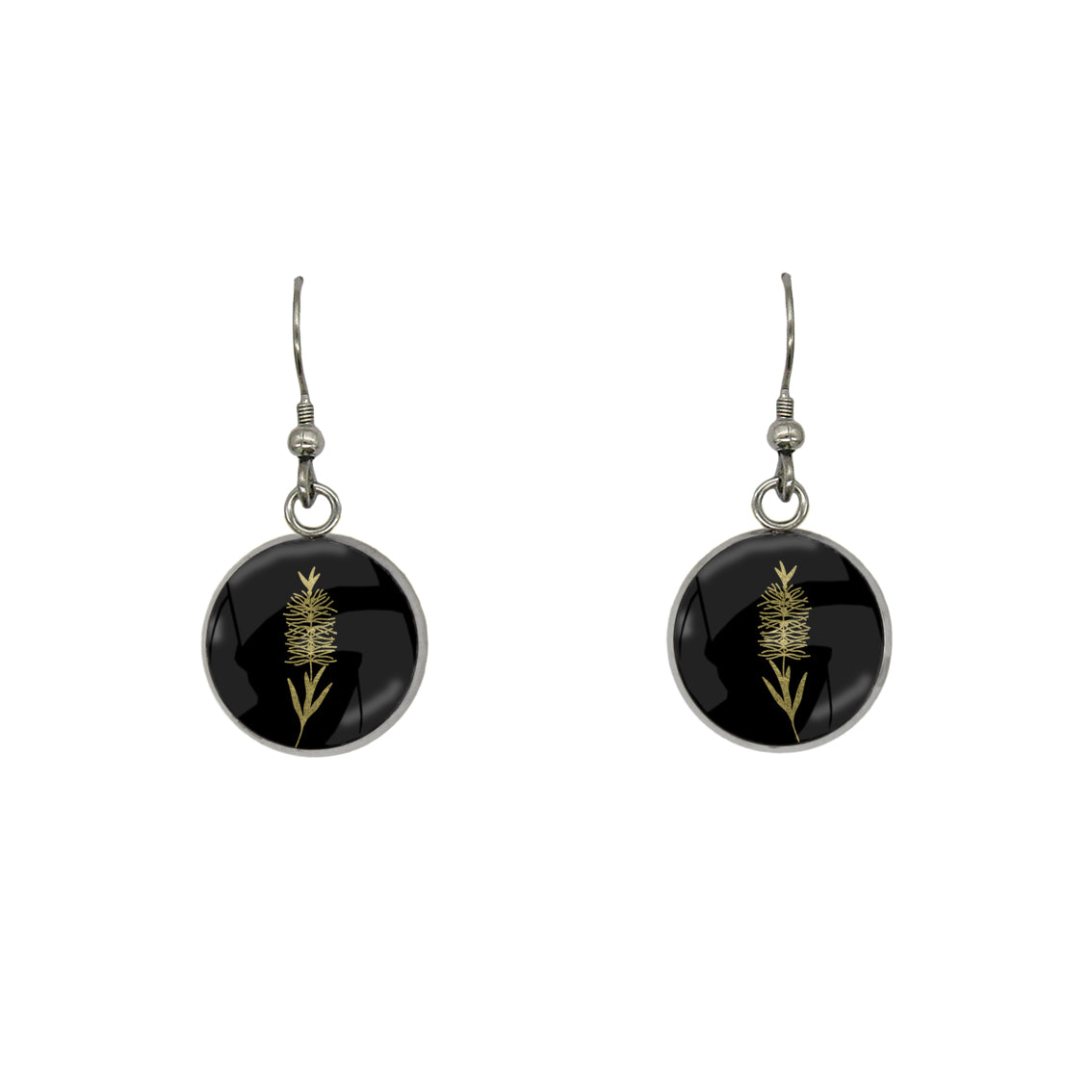 AUSTRALIAN NATIVE FLORA - BOTTLEBRUSH CIRCLE EARRINGS - D856S - on Satchel