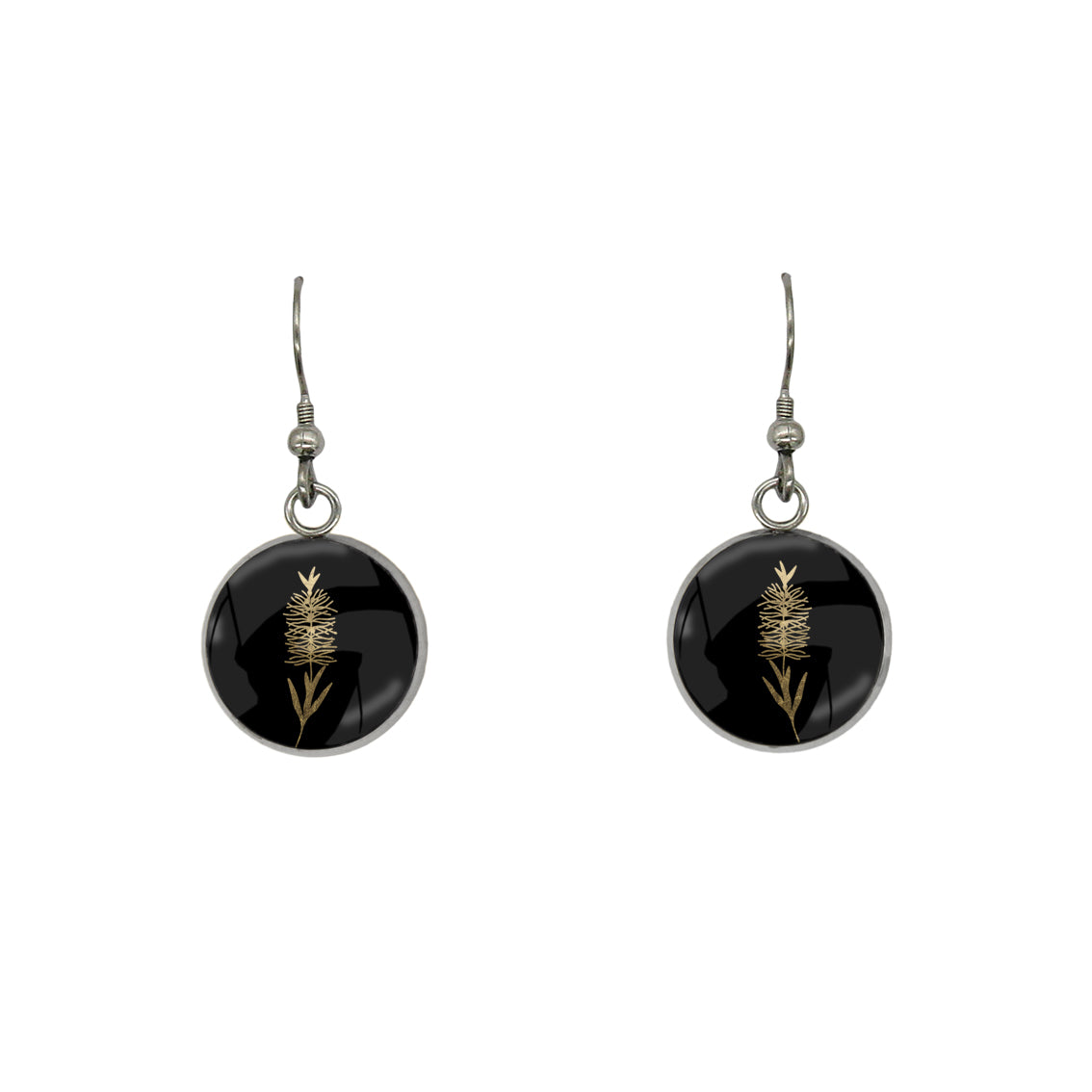 AUSTRALIAN NATIVE FLORA - BOTTLEBRUSH CIRCLE EARRINGS - D856S - on Satchel
