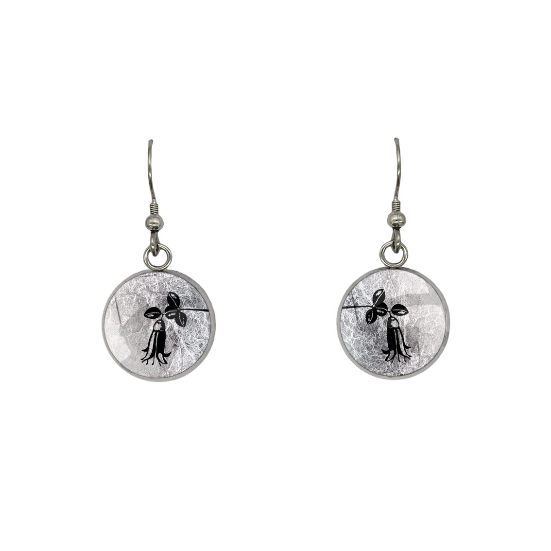 AUSTRALIAN NATIVE FLORA - CANBERRA BELLS TELOPEA CIRCLE EARRINGS - D860S - on Satchel