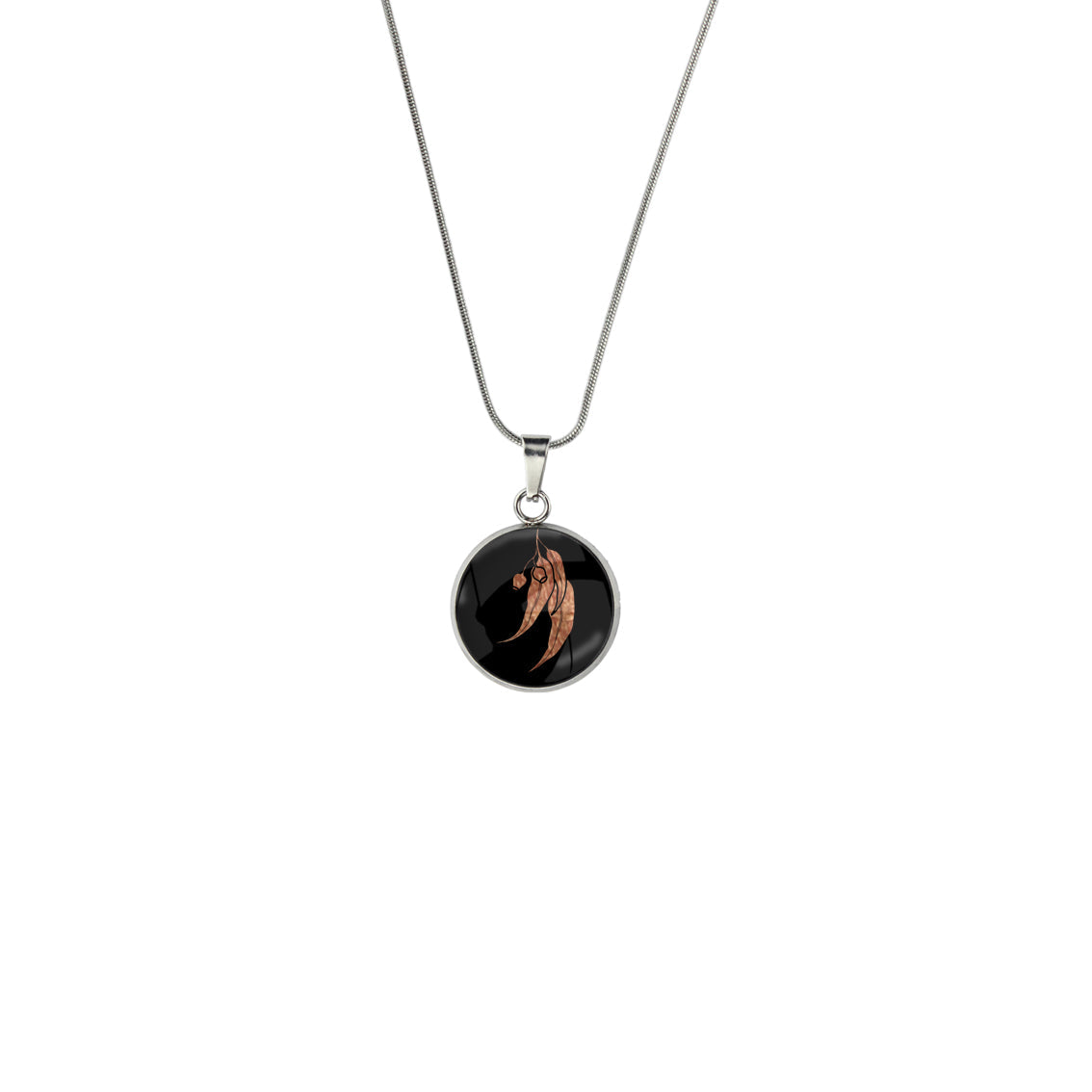 AUSTRALIAN NATIVE FLORA - EUCALYPTUS GUMNUT XS CIRCLE PENDANT ON A CHAIN NECKLACE - D865 - in Circle Box