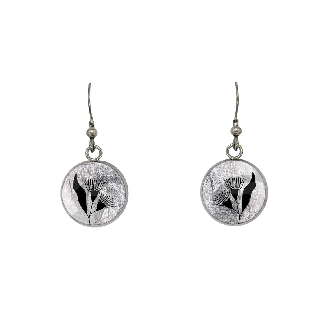 AUSTRALIAN NATIVE FLORA - EUCALYPTUS GUMTREE FLOWER CIRCLE EARRINGS - D868S - on Satchel