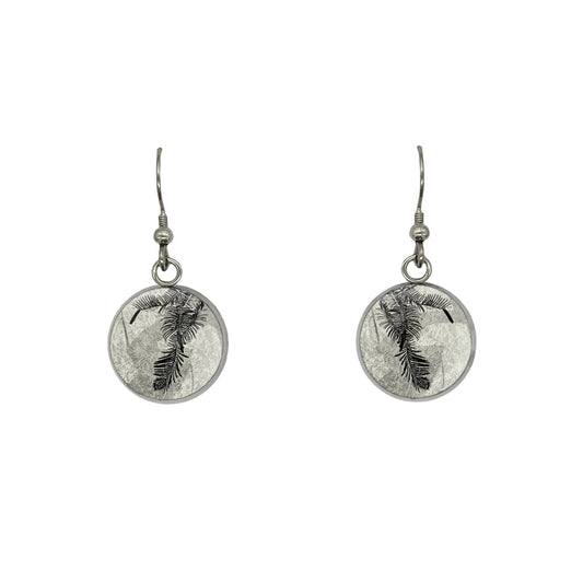 AUSTRALIAN NATIVE FLORA - WOLLEMI PINE CIRCLE EARRINGS - D936S - on Satchel
