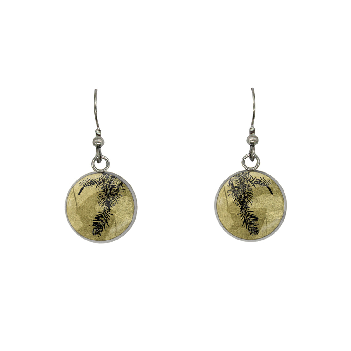 AUSTRALIAN NATIVE FLORA - WOLLEMI PINE CIRCLE EARRINGS - D936S - on Satchel