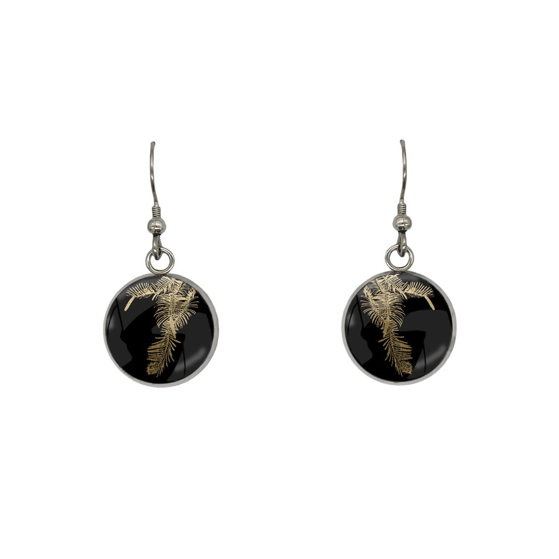 AUSTRALIAN NATIVE FLORA - WOLLEMI PINE CIRCLE EARRINGS - D936S - on Satchel