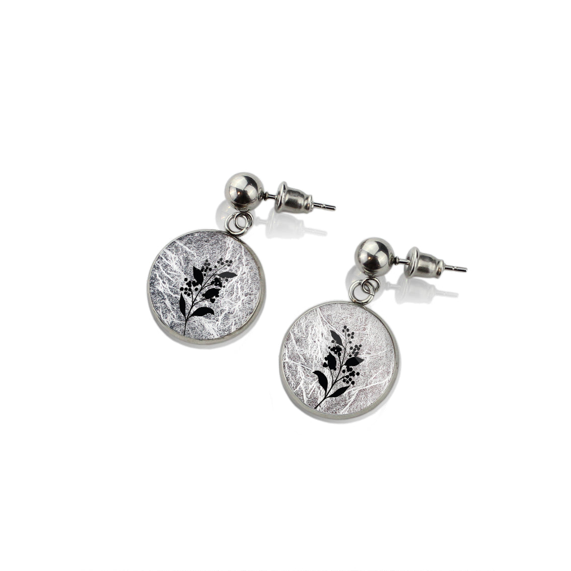 AUSTRALIAN NATIVE FLORA - ACACIA WATTLE CIRCLE EARRINGS - D941S - on Satchel