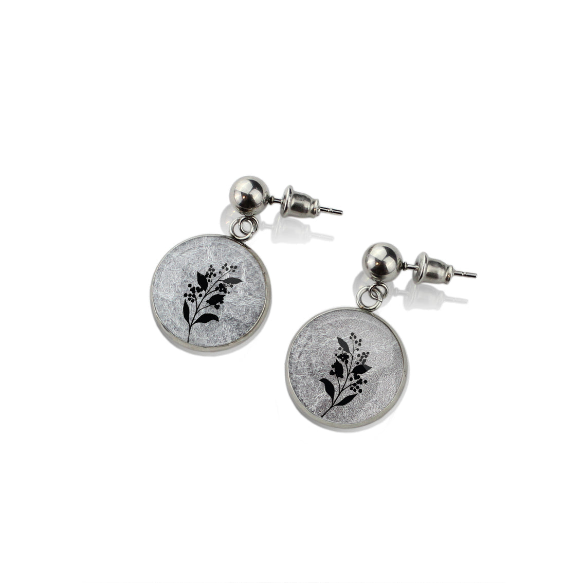 AUSTRALIAN NATIVE FLORA - ACACIA WATTLE CIRCLE EARRINGS - D941S - on Satchel