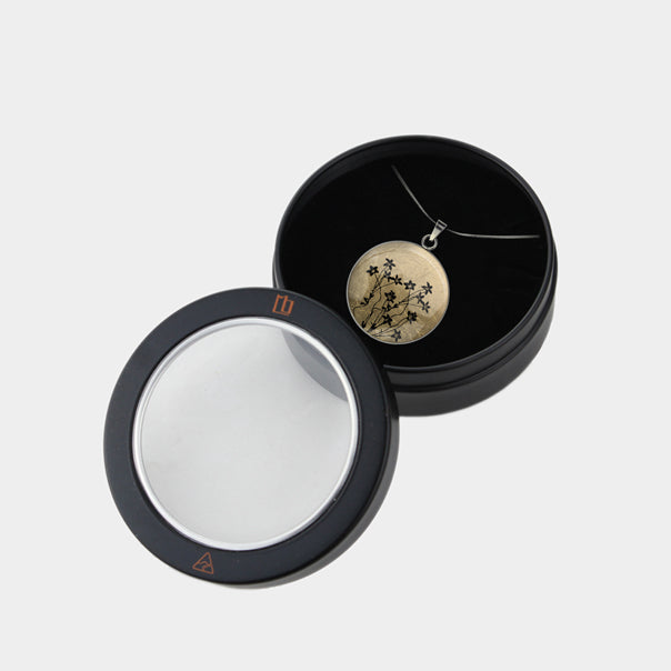 AUSTRALIAN NATIVE FLORA - NATIVE BLUEBELL CIRCLE PENDANT ON A CHAIN NECKLACE - D895 - in Circle Box