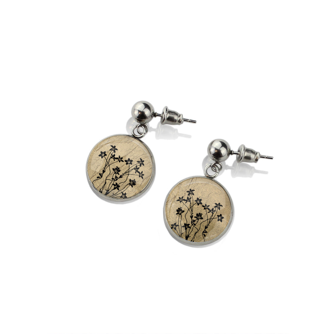AUSTRALIAN NATIVE FLORA - NATIVE BLUEBELL CIRCLE EARRINGS - D892S - on Satchel